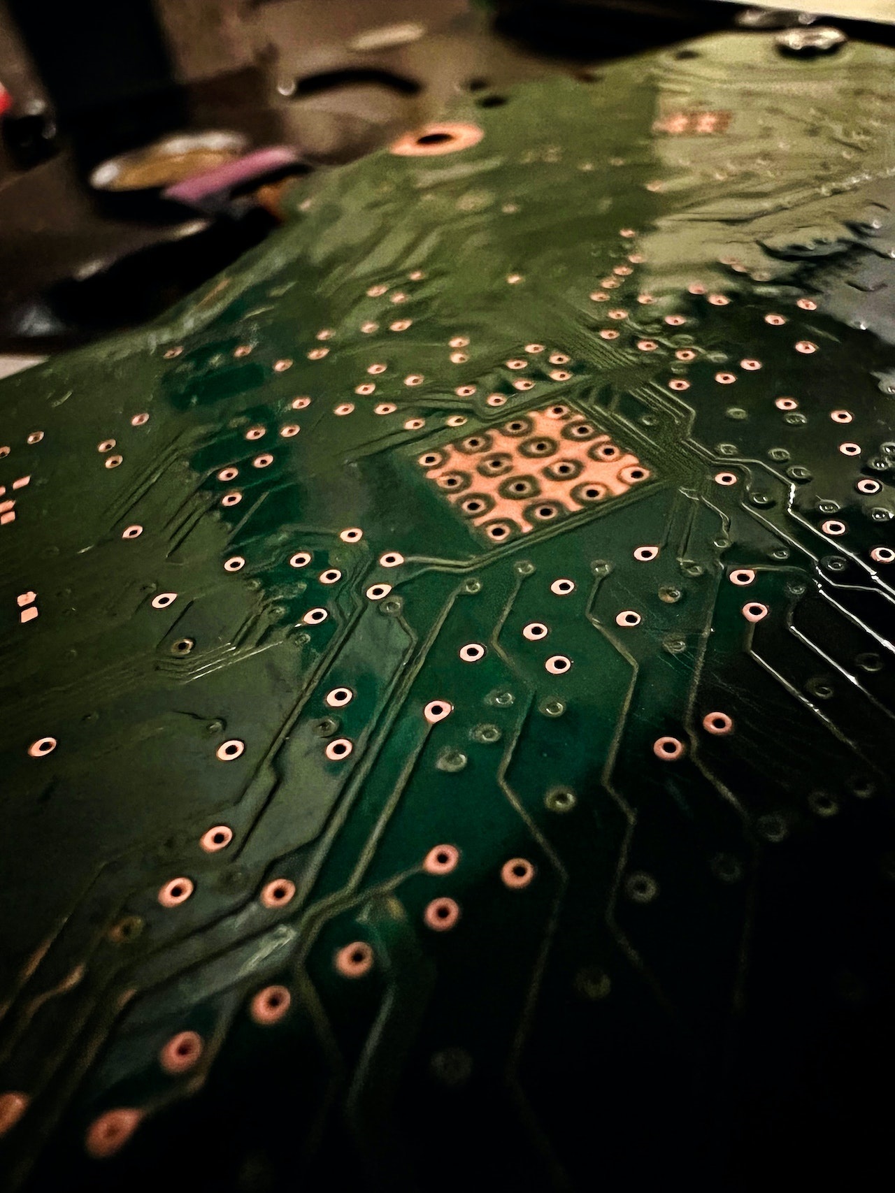 Image of a green circuit board. 