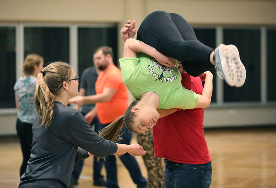 Students were encouraged to use spotters when they are first learning aerial maneuvers. Some students enjoy dancing for the exercise and others to destress.