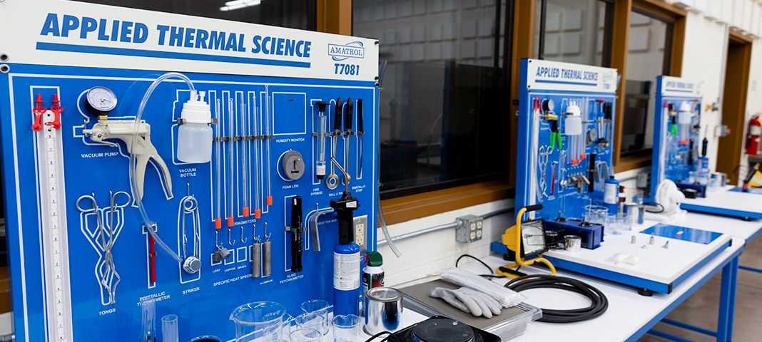 Applied thermal science training equipment in the lab space.