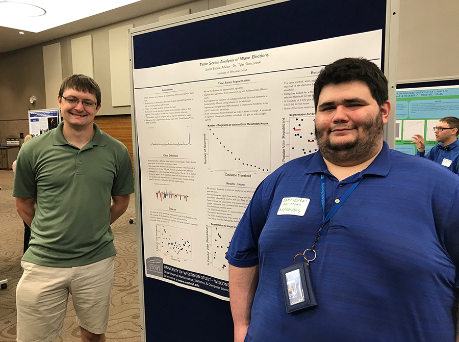 James Evans, right, a senior math and computer science major, with Assistant Professor Tyler Skorczewski.