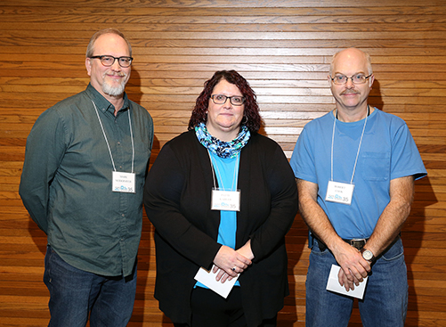 From left, Mark Neidermyer, Patti Kahler and Robert Cook were recognized for 35 years of employment.