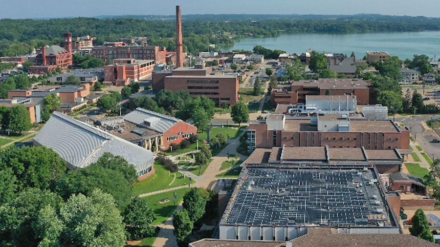 Jarvis Hall Tech Wing solar panel aerial view