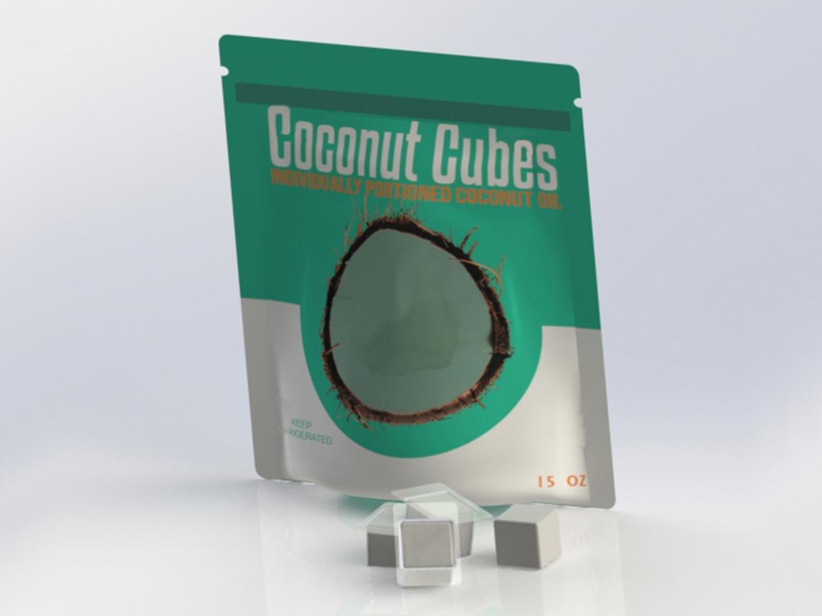 Coconut Cubes, award-winning packaging product designed by UW-Stout graduates.
