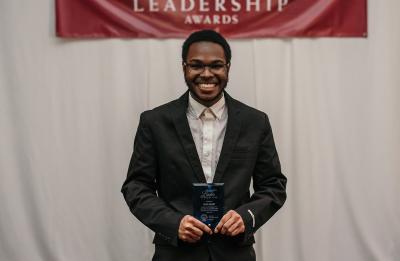 Deon Canon, Gilman Scholarship recipient, at the UW-Stout Leaderships Awards.